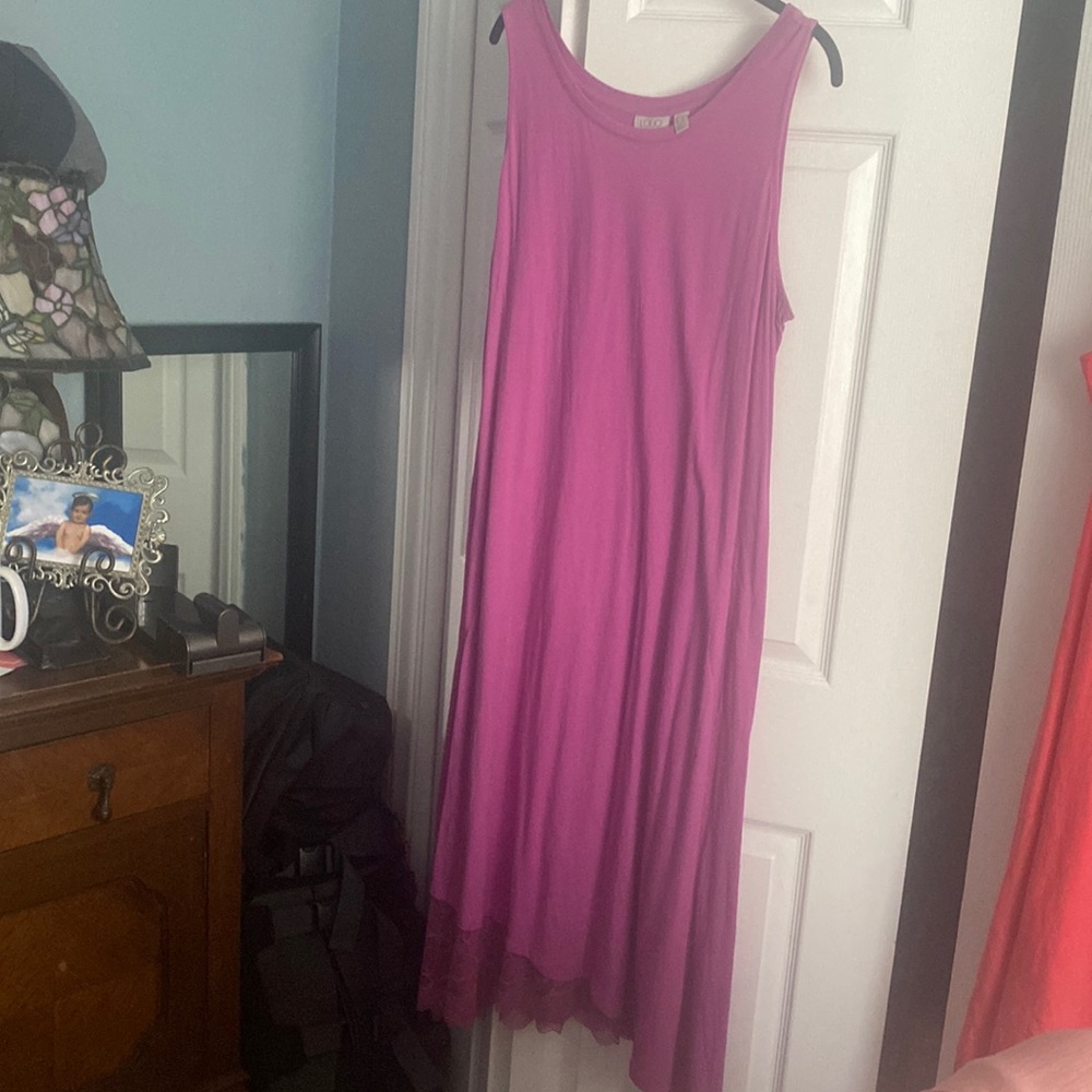 Logo by Lori tank DRESS w lace hem